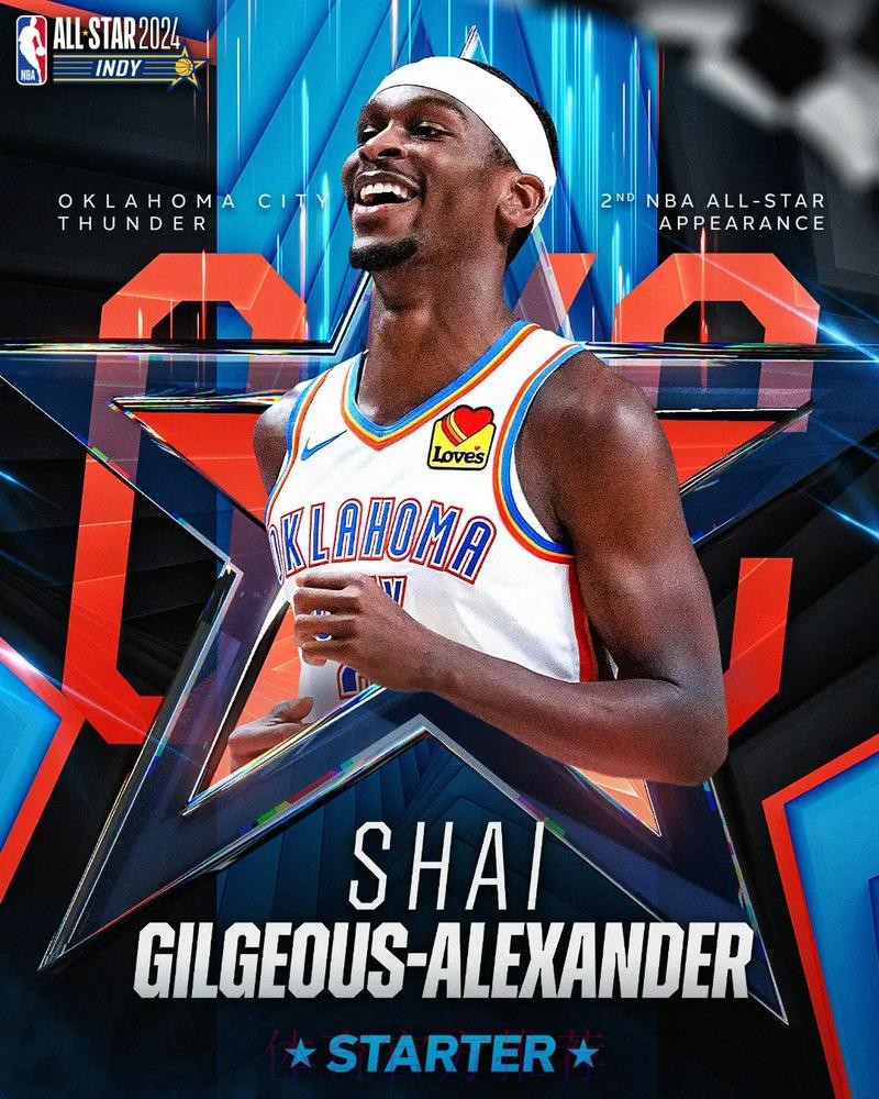 稳定发挥！雷霆官方晒SGA海报：连续第3年入选全明星首发